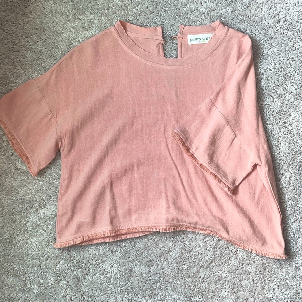 Pants Store Cropped Fringe Sleeve Top